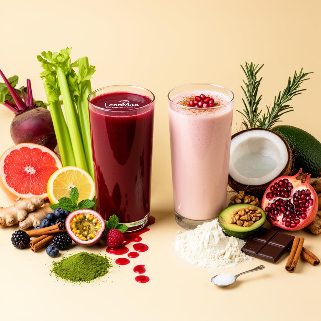 LeanMax Functional Fat-Loss Drink and SlimShake with fresh ingredients